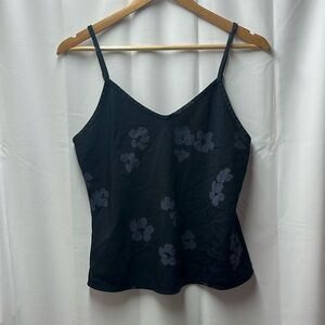 Everlane Black Gray Flower Minimal Sleeveless Tank Top- 4